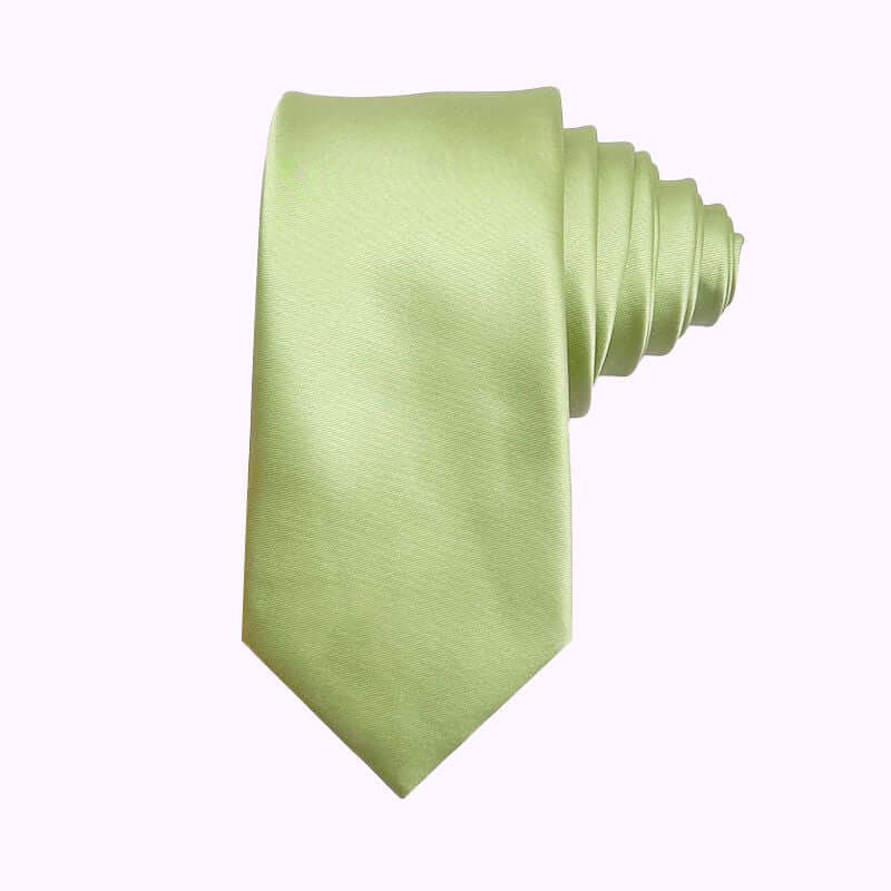 Sage Green Solid Satin Polyester Tie and Pocket Square Set