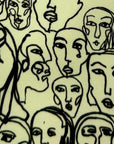 Abstract Faces Beige Polyester Tie