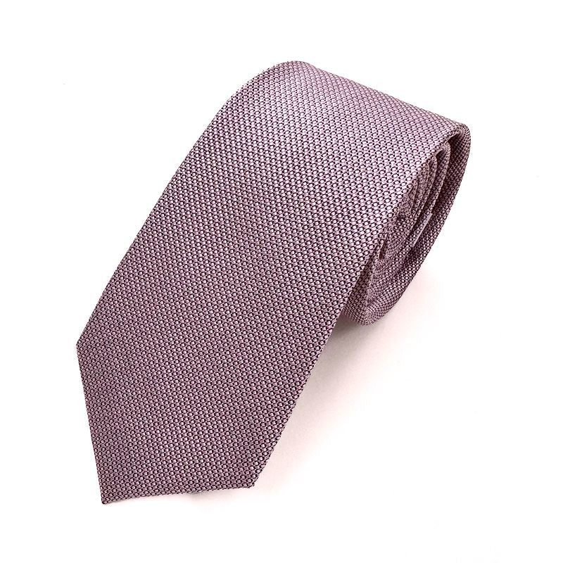 Dusty Rose Textured Jacquard Silk Tie made from 100% pure silk, featuring a subtle micro-pattern.