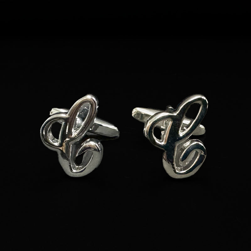 Initial &quot;L&quot; Script Cufflinks in Silver-Tone