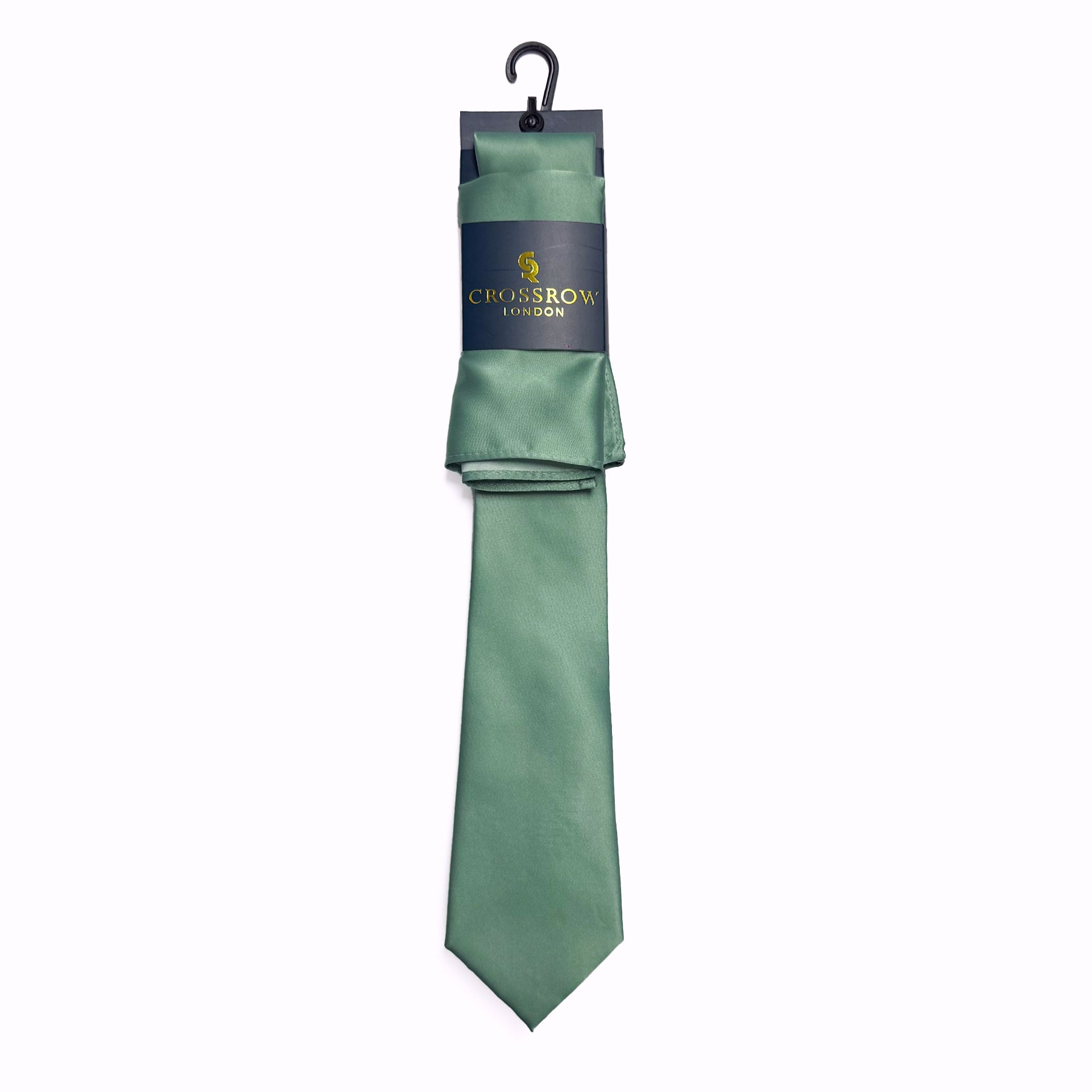 Sage Green - Satin Polyester Tie &amp; Pocket Square Set