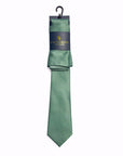 Sage Green - Satin Polyester Tie & Pocket Square Set