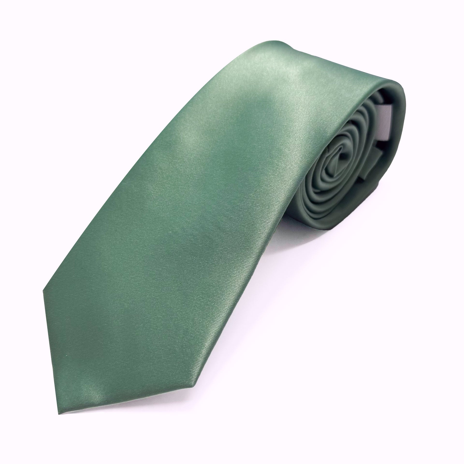 Sage Green - Satin Polyester Tie &amp; Pocket Square Set