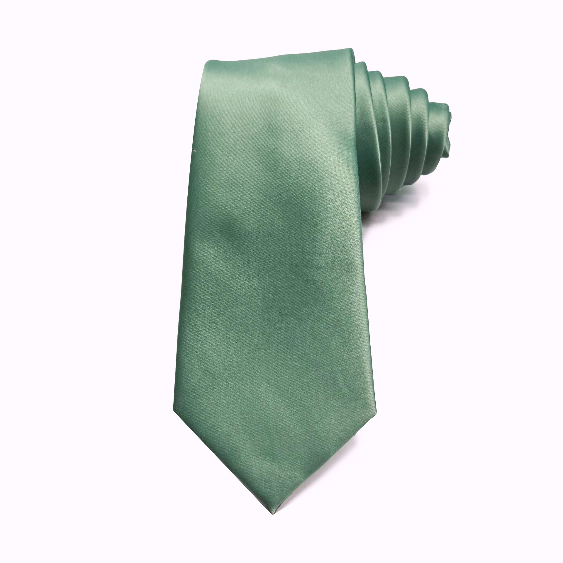 Sage Green - Satin Polyester Tie &amp; Pocket Square Set