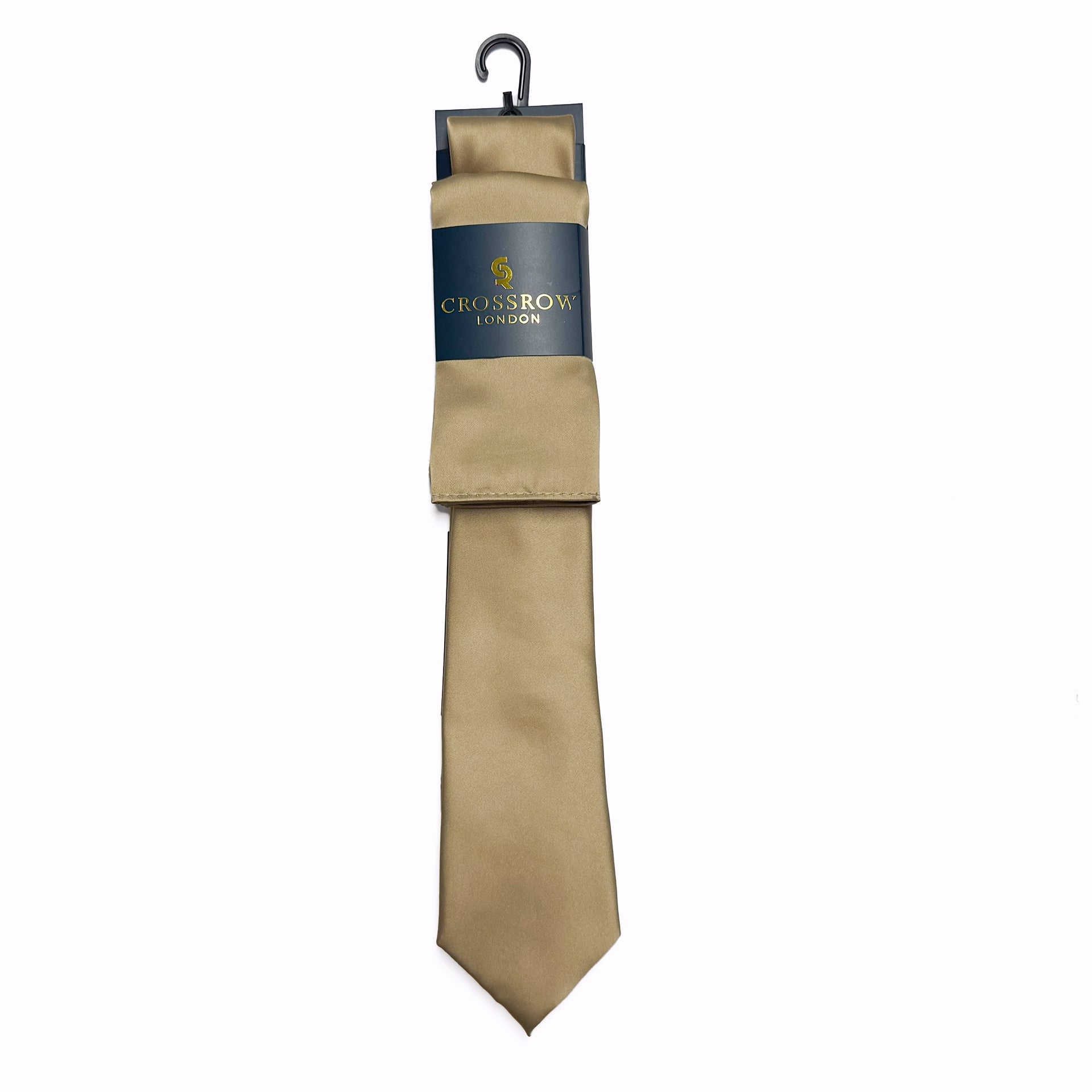 Champagne - Satin Polyester Tie &amp; Pocket Square Set
