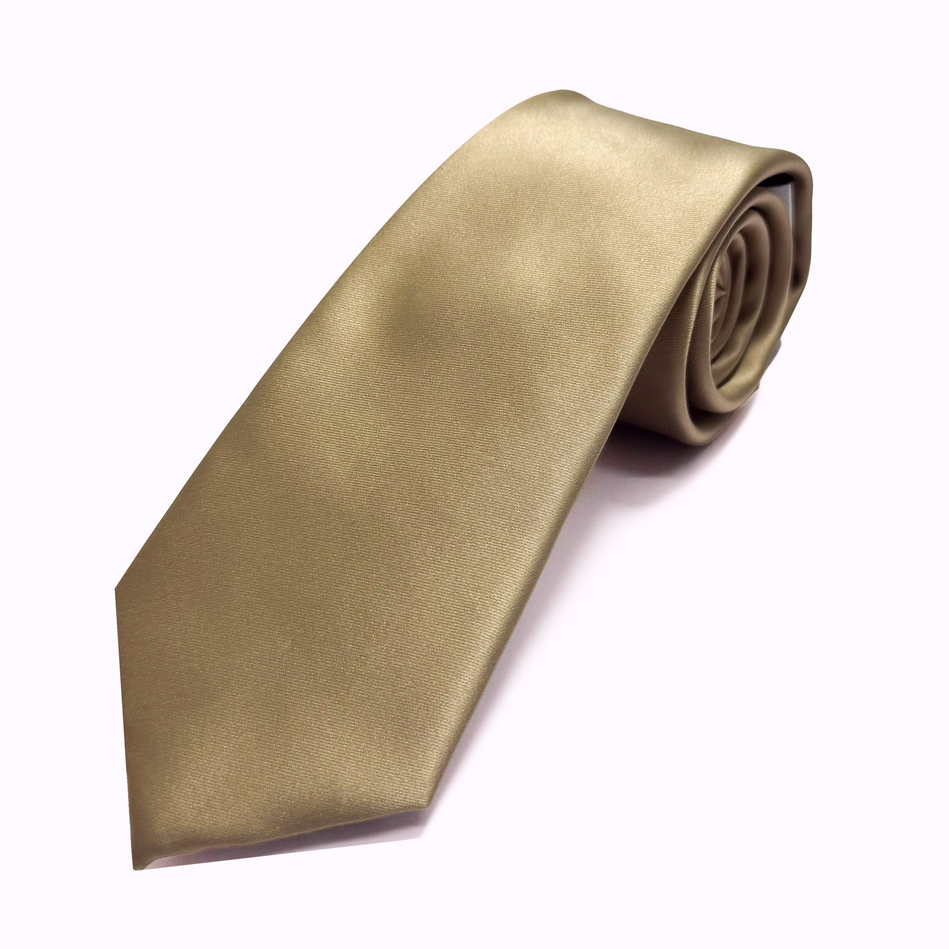 Champagne - Satin Polyester Tie &amp; Pocket Square Set