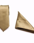 Champagne - Satin Polyester Tie & Pocket Square Set