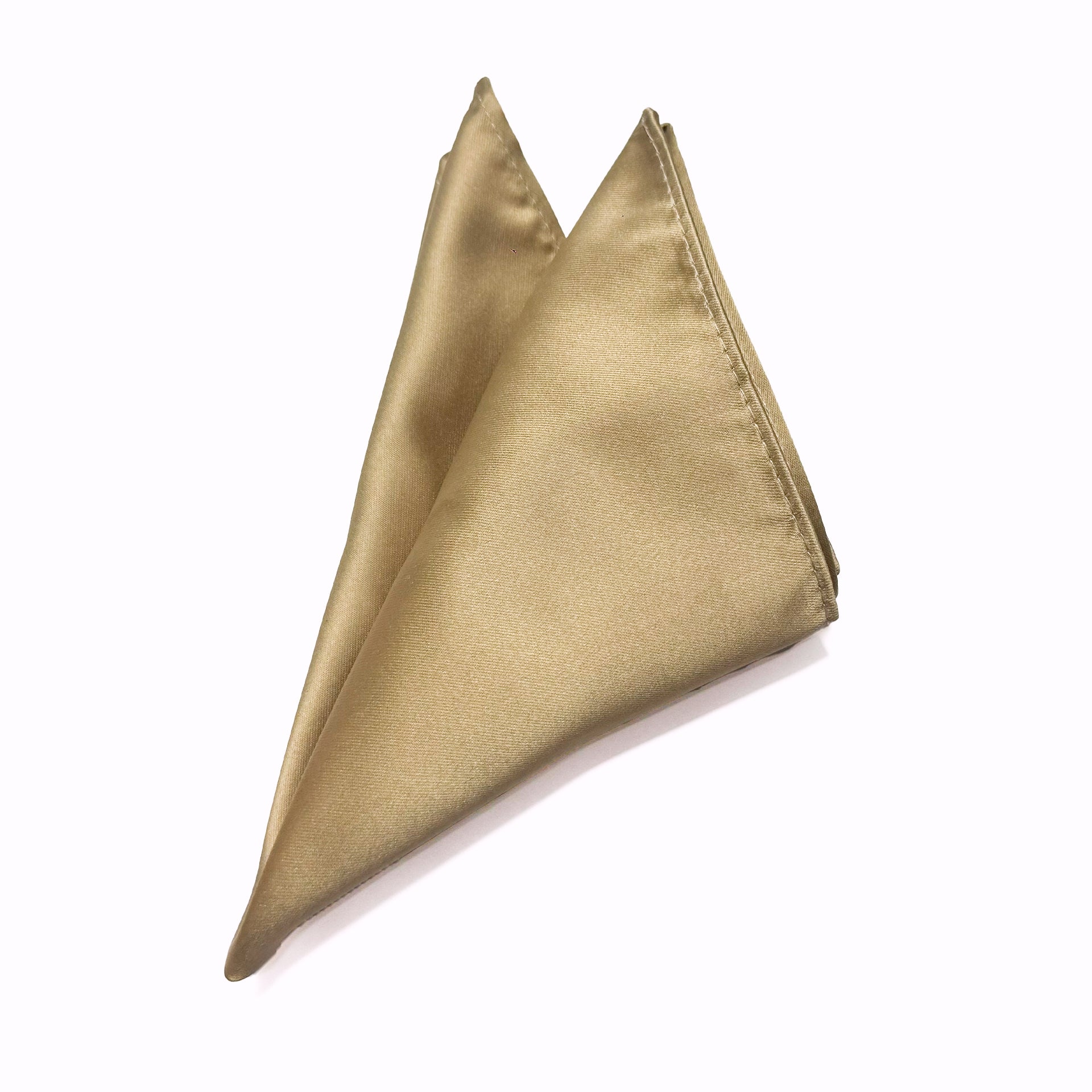 Champagne - Satin Polyester Tie &amp; Pocket Square Set