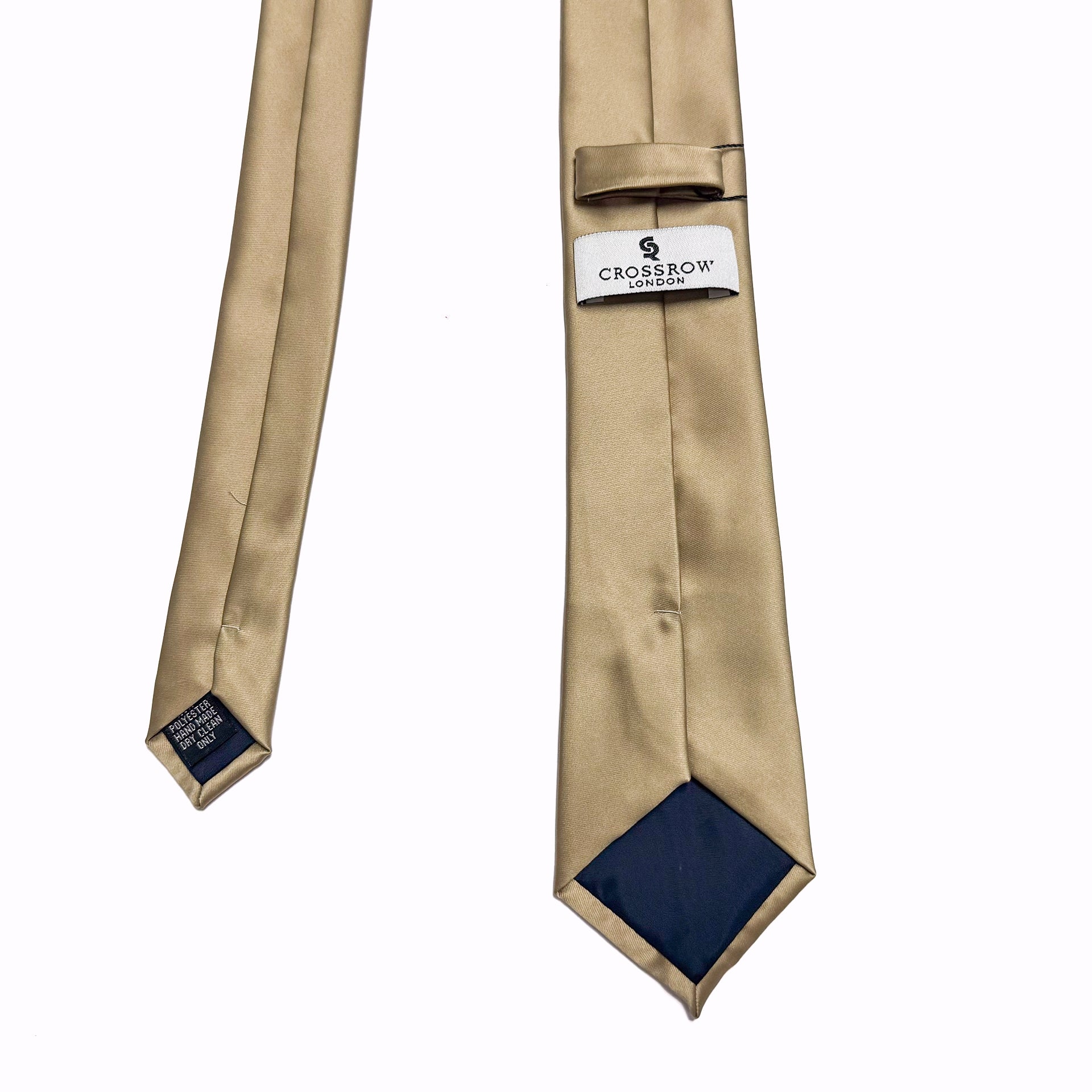 Champagne - Satin Polyester Tie &amp; Pocket Square Set