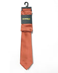 Terracotta Blush - Solid Satin Polyester Tie & Pocket Square Set