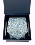 Carnation Garden Blue Liberty Tana Lawn cotton tie by Crossrow London.