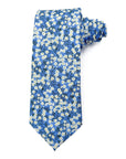 Mitsi Valeria Blue Liberty Tana Lawn cotton tie, a ditsy floral print in mid blue.