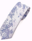 Morning Mist – Silver & Blue Floral Jacquard Tie