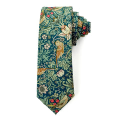 Strawberry Thief Teal kids' Liberty Tana Lawn cotton tie, William Morris print.