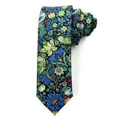 Strawberry Thief Blue kids' Liberty Tana Lawn cotton tie, William Morris bird-and-strawberry print.