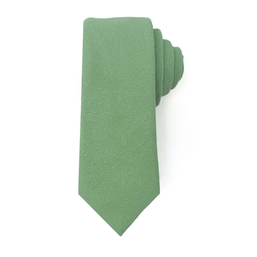 Green tie, 3" wide, 58" long, 100% cotton.