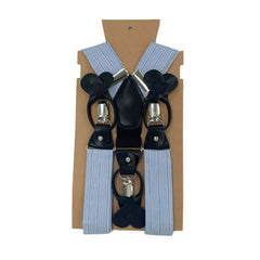 Men's Striped Sky Braces with adjustable straps and silver-tone hardware.