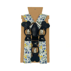 Blue Blossoms men's braces made of premium cotton and leather.