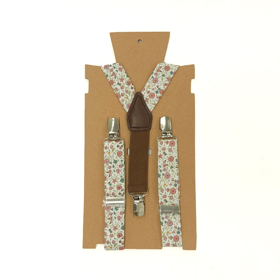 Floral Meadow Boy's Suspender made of premium cotton and leather.