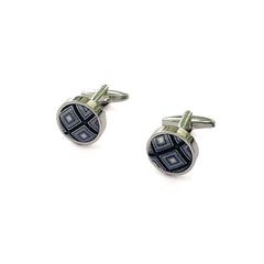 Elegant Piccadilly Pop Men's Cufflink in silver-tone finish with vibrant enamel detail