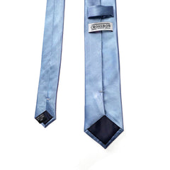 Dusty blue men's silk tie made from 100% mulberry silk, featuring a refined sheen and smooth texture.