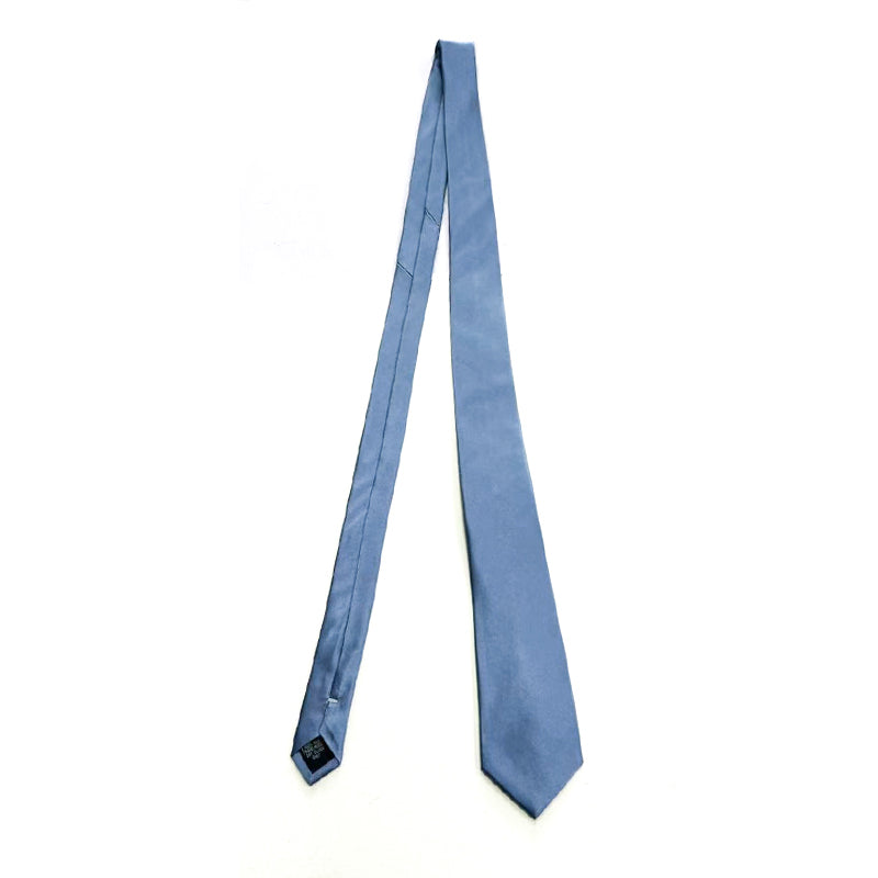 Dusty blue men's tie made from 100% pure silk, showcasing a smooth sheen for formal occasions.