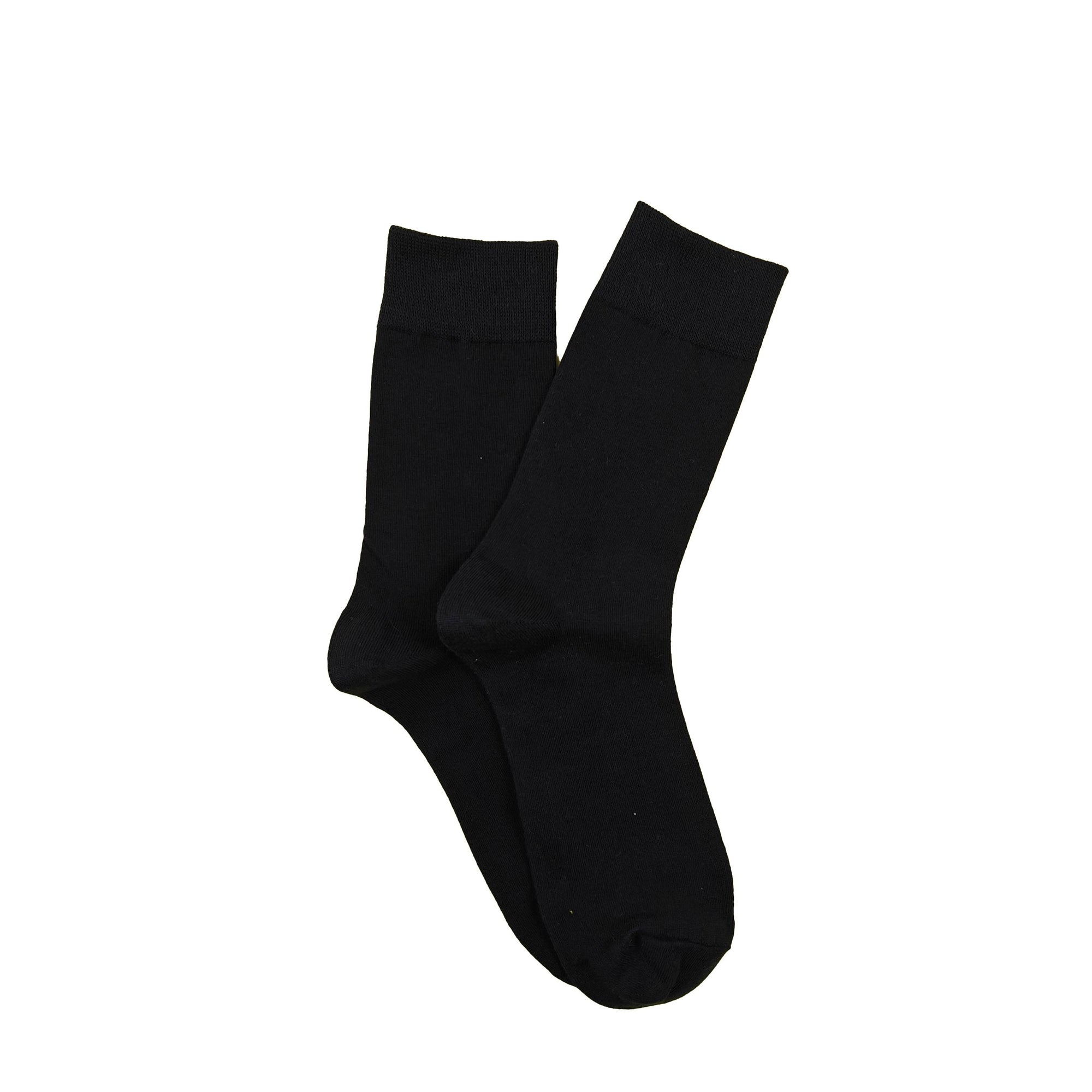Classic Black Organic Cotton Socks pair, made from durable organic cotton with reinforced heel and toe for everyday comfort.