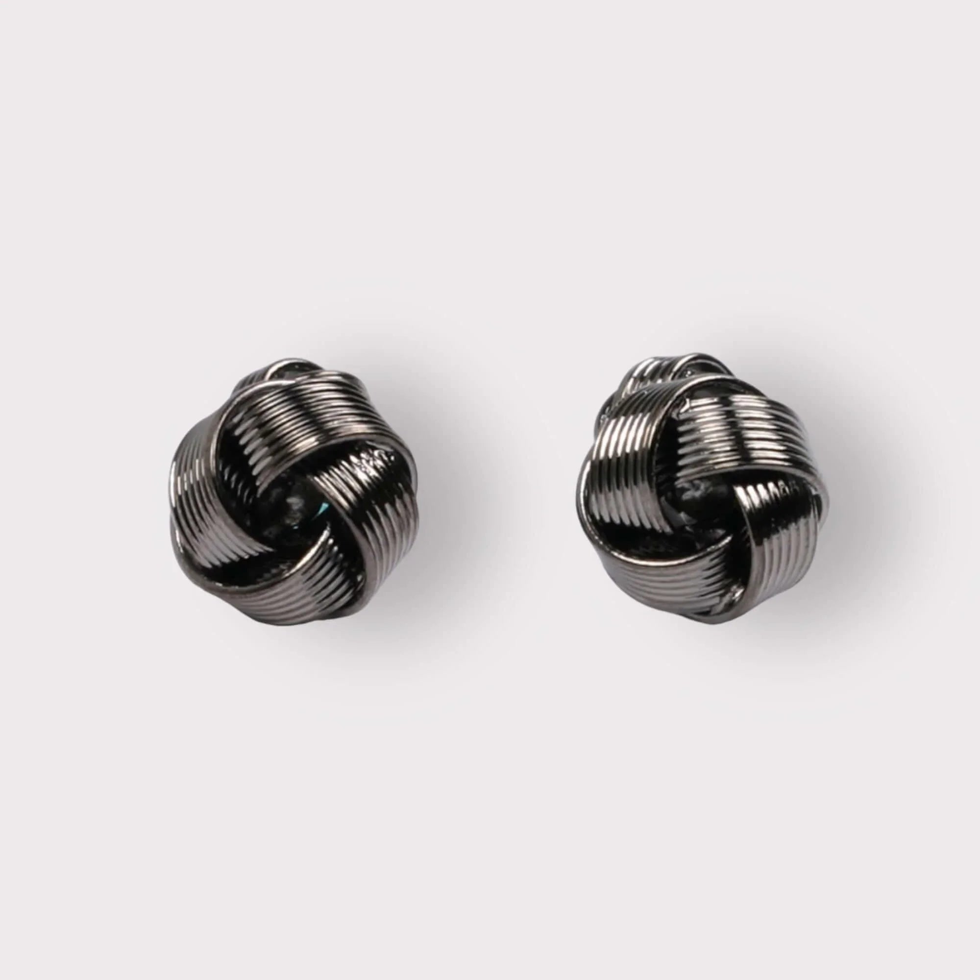 Black Knot Stainless Steel Cufflinks - intricate knot design in polished black finish