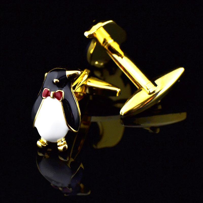 Penguin Cufflinks in Black, White & Gold-Tone Copper